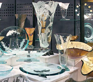 handcrafted glass vases, platters, and more at Schlanser Glass Studios